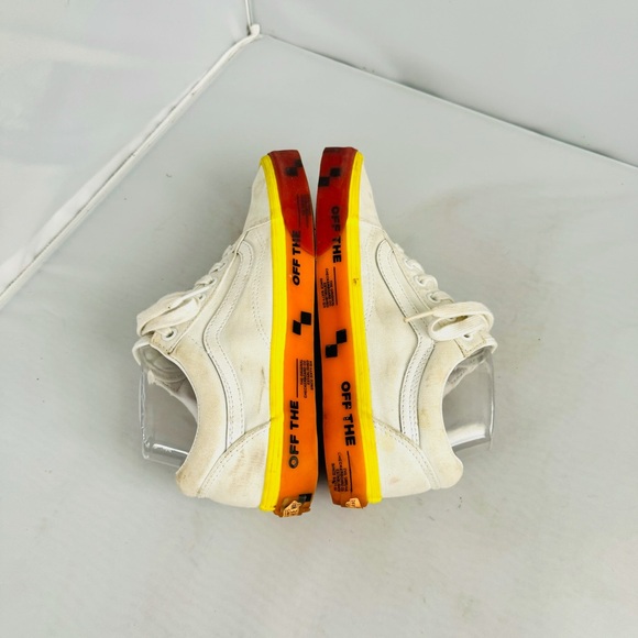 Vans Old Skool White Sneakers with Orange Sole Men’s Size 6 - Picture 6 of 10